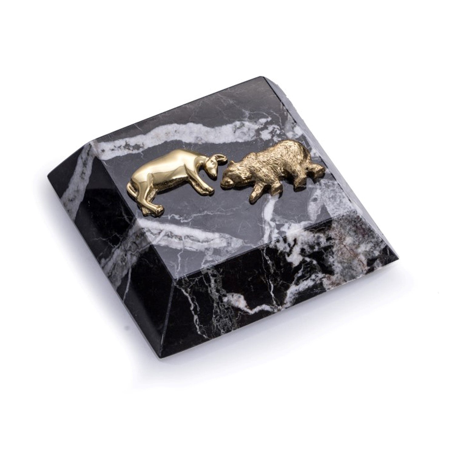 Wall Street Marble Bull and Bear Paperweight - Wall Street Treasures