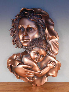 12" Mary & Child Hanger - Bronze Finished Sculpture - Wall Street Treasures